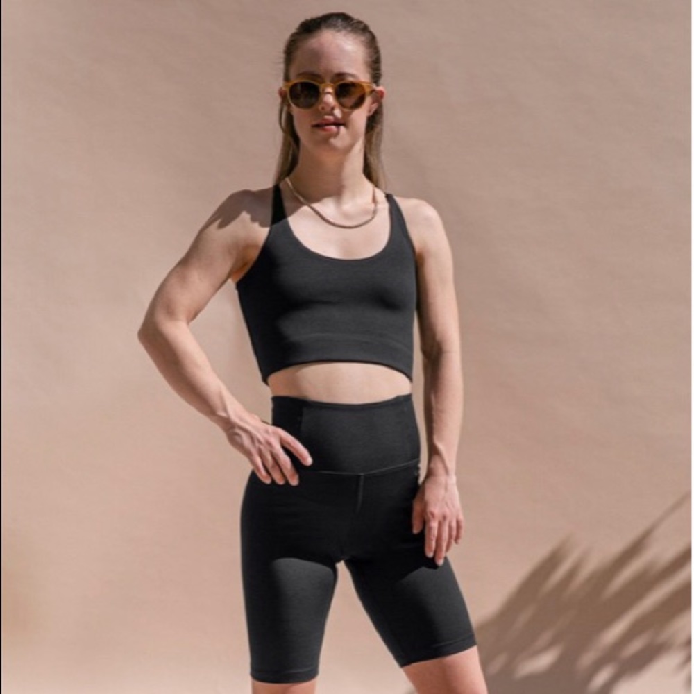 Girlfriend Collective FLOAT Bike Shorts in Black.